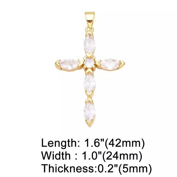 💎03💎 2.7 ct White Clear Quartz Crystal Goldtone Cross Pendant KindLuxuries - Picture 1 of 5